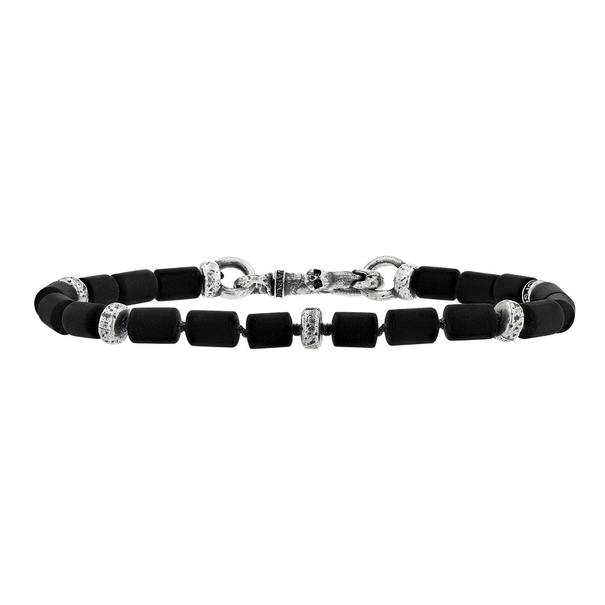 John Varvatos Black Bead & Sterling Silver Bracelet, 8