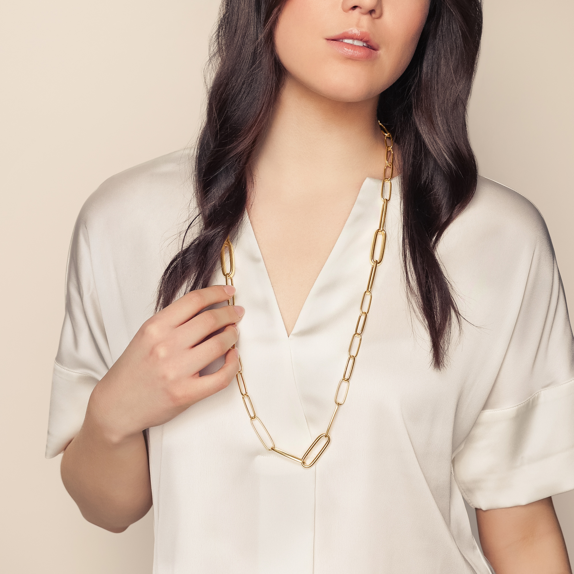 Pesavento Yellow Gold Vermeil Paperclip Link Chain Necklace, 32