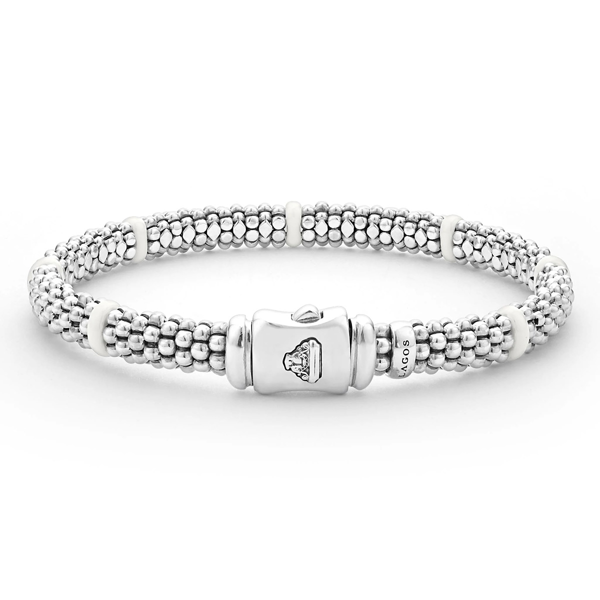 LAGOS White Caviar Ceramic Station Caviar Bracelet, 6 mm, 7