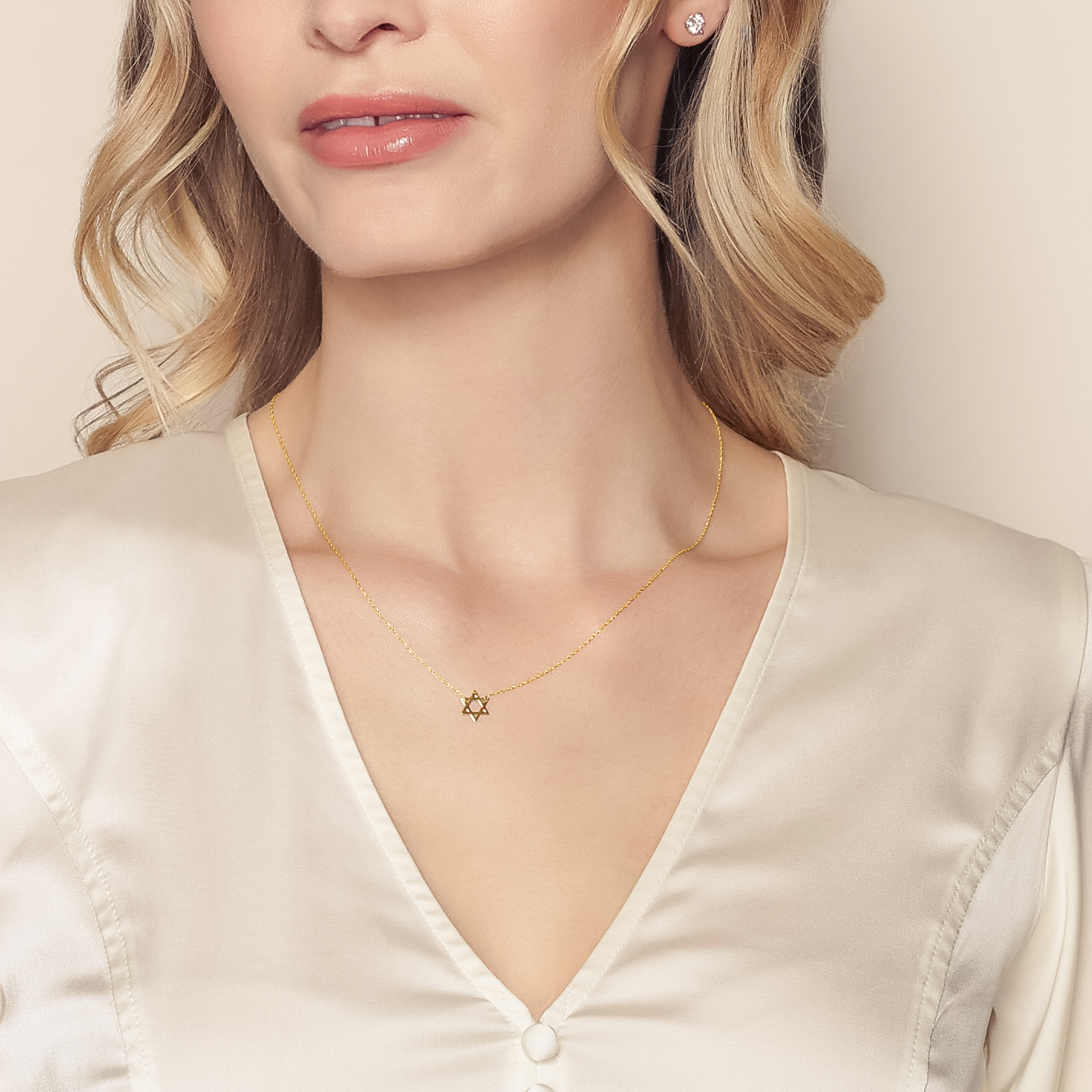 Yellow Gold Star of David Pendant, 18