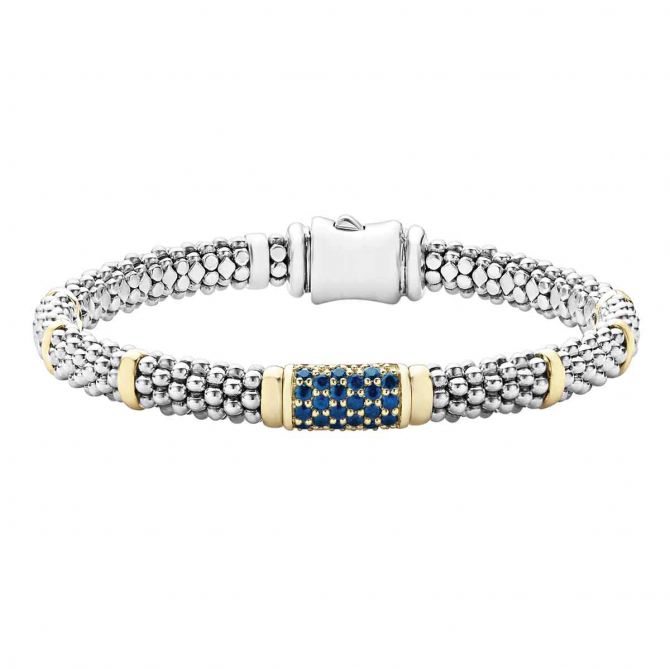 LAGOS Signature Caviar Blue Sapphire Caviar Bracelet, 6 mm, 7"