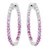 Pink Sapphire Ombre & Diamond Inside Out Hoop Earrings in White Gold