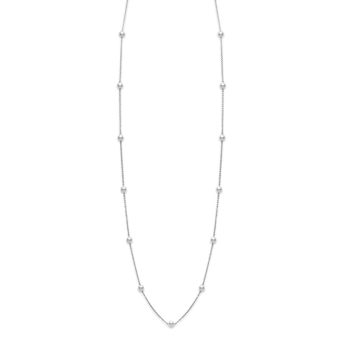 Mikimoto Akoya Cultured Pearl Station Necklace in White Gold, 32