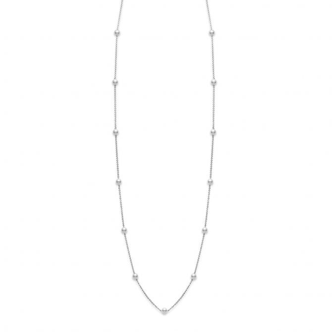 Mikimoto Akoya Cultured Pearl Station Necklace in White Gold, 32"