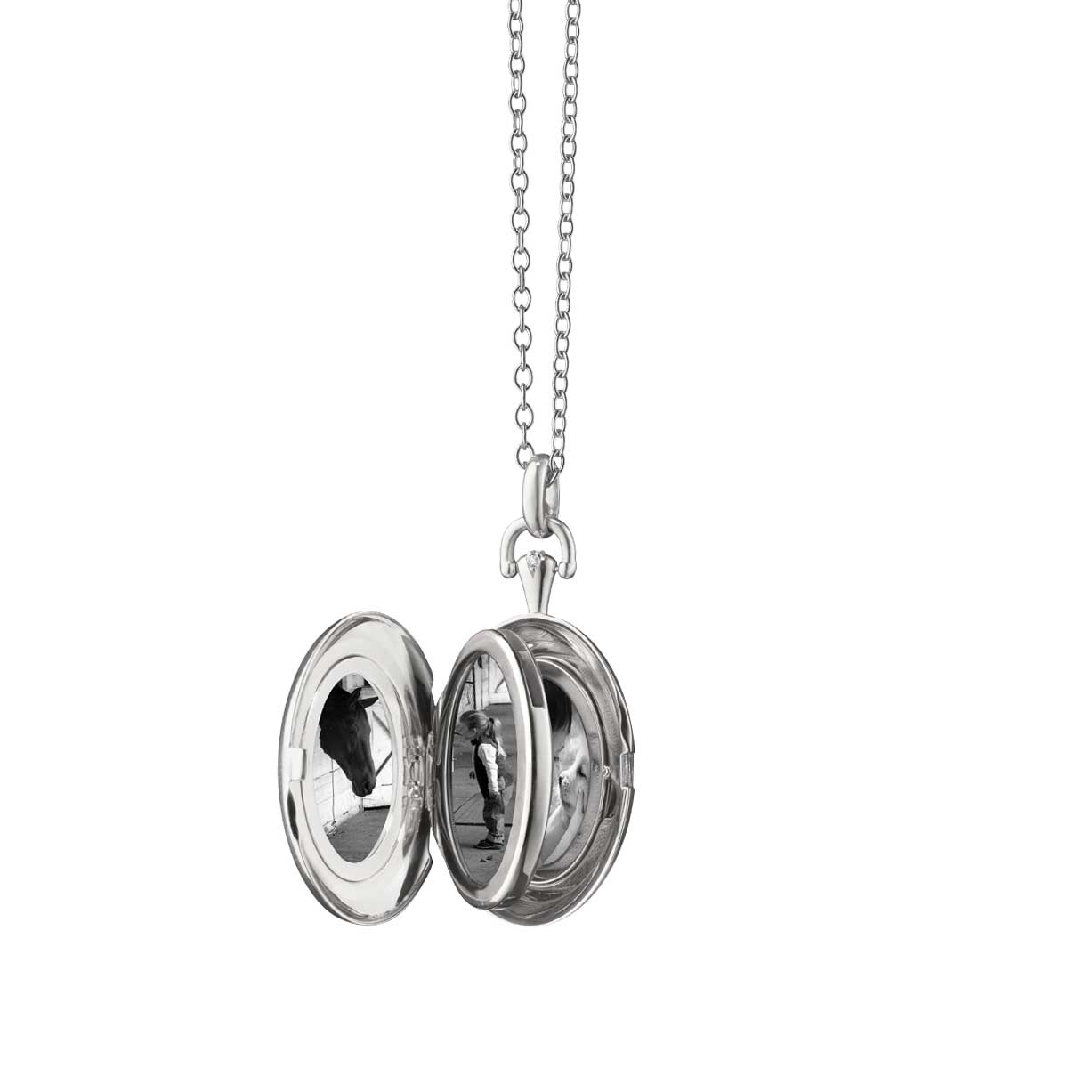 Monica Rich Kosann White Sapphire Starburst 4 Image Locket Pendant in Sterling Silver, 32