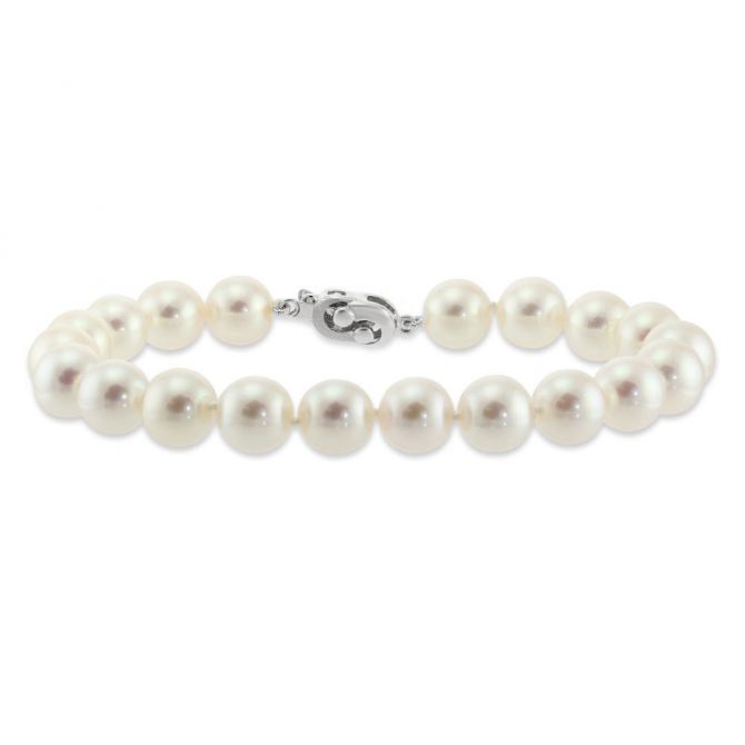 TARA Pearls Akoya Cultured Pearl Bracelet in White Gold, 8.5mm