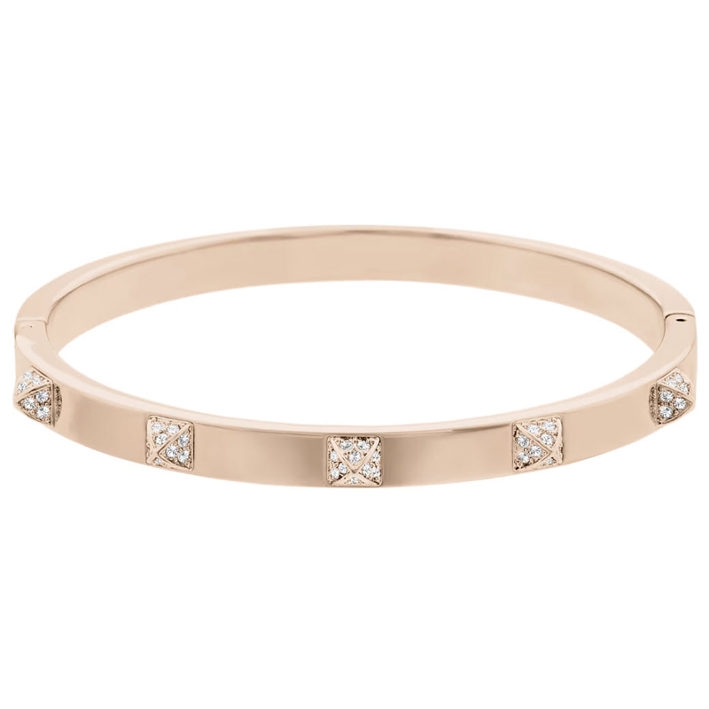 Swarovski Tactic Medium Bangle Bracelet, White and Rose Gold Tone Finish