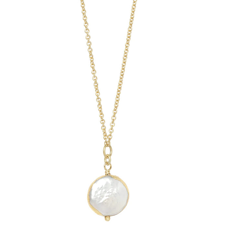 Spartina 449 Sea La Vie Survivor Coin Pearl Necklace, Yellow Gold Tone
