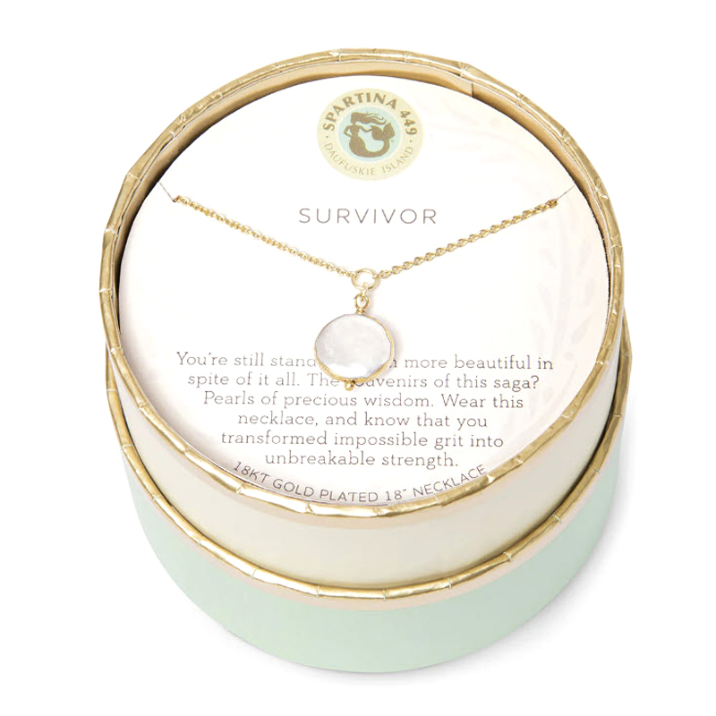 Spartina 449 Sea La Vie Survivor Coin Pearl Necklace, Yellow Gold Tone