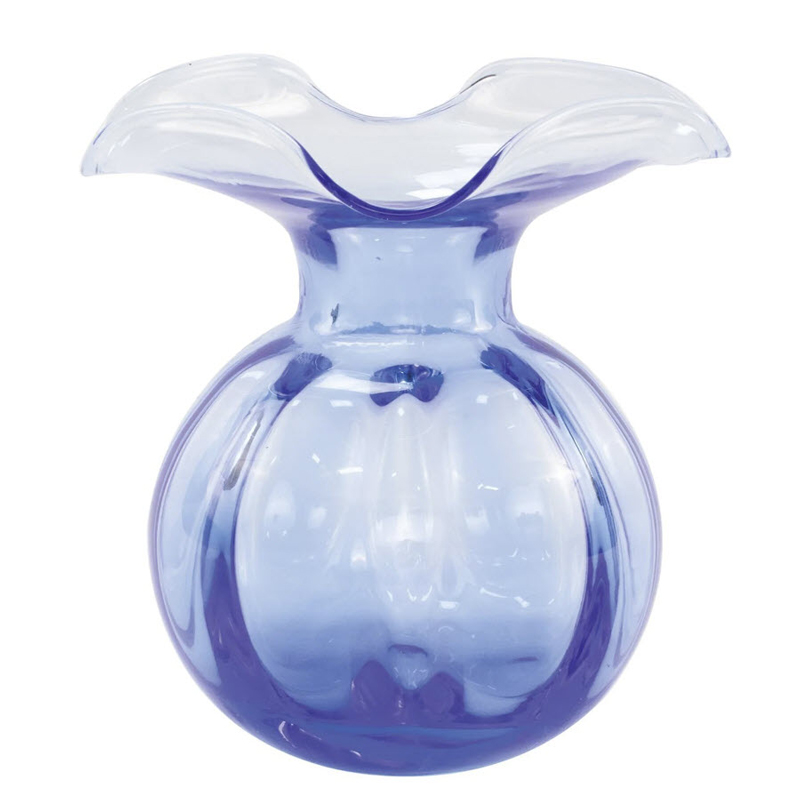 Vietri Hibiscus Glass Cobalt Fluted Vase, Medium