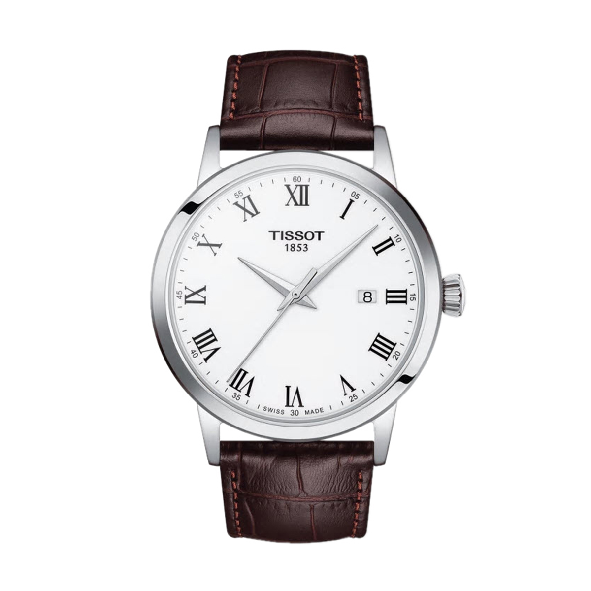 Tissot Classic Dream 42mm Men's Watch, White Dial and Brown Band