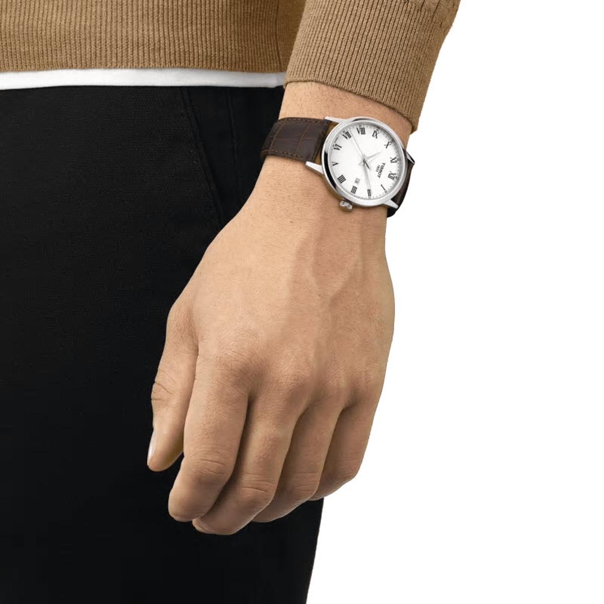 Tissot Classic Dream 42mm Men's Watch, White Dial and Brown Band