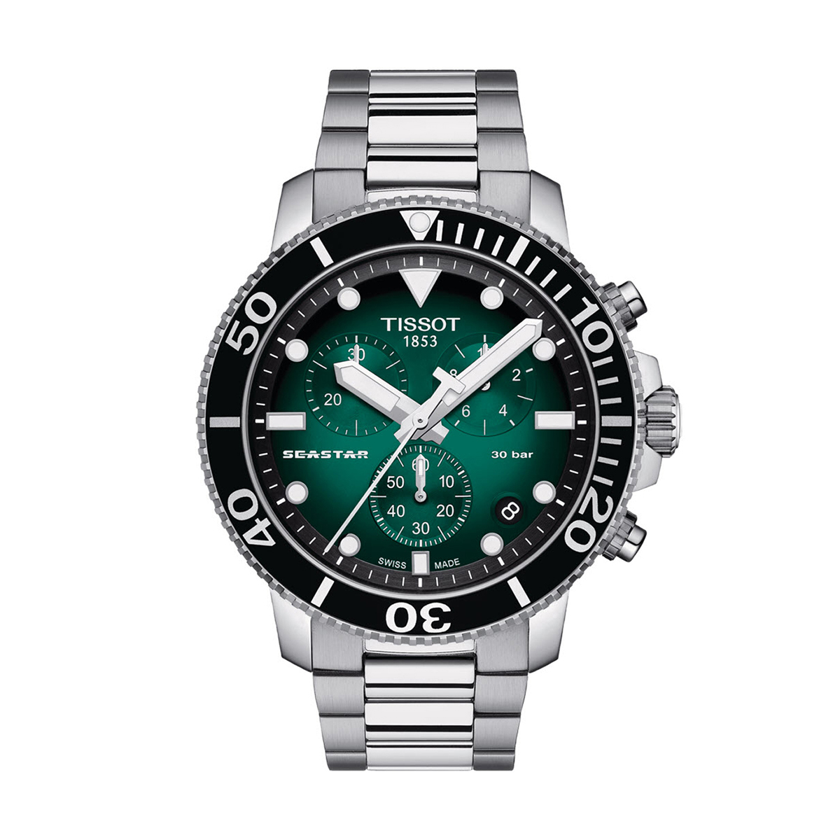 Tissot Seastar 1000 Quartz Chronograph 45.5mm Men's Watch, Graded Green Black