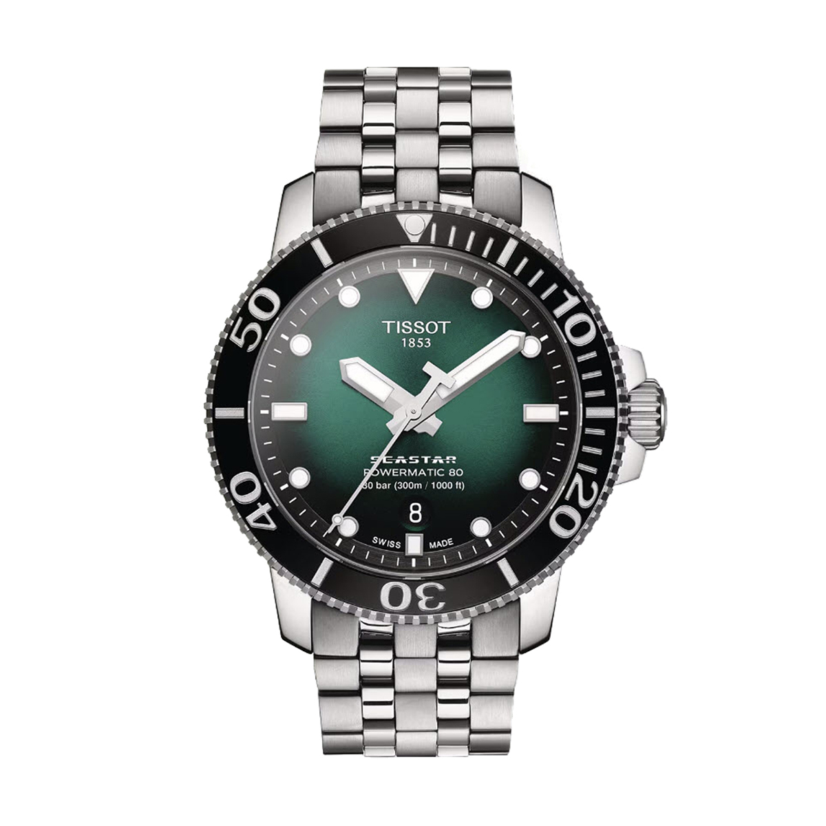 Tissot Seastar 1000 Powermatic 80 Men's Watch, Green Dial