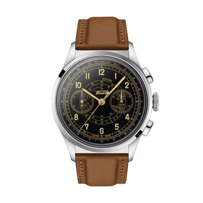 Tissot Telemeter 1938 42mm Watch, Black Dial