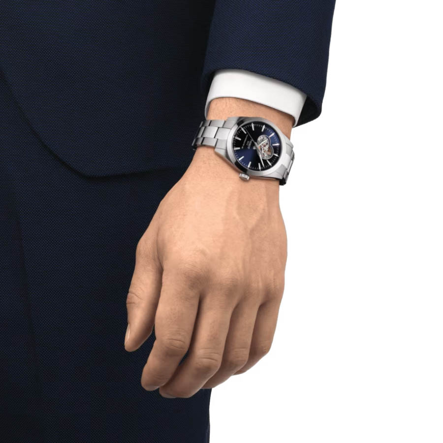 Tissot Gentleman Powermatic 80 Open Heart 40mm Men's Watch, Blue Dial