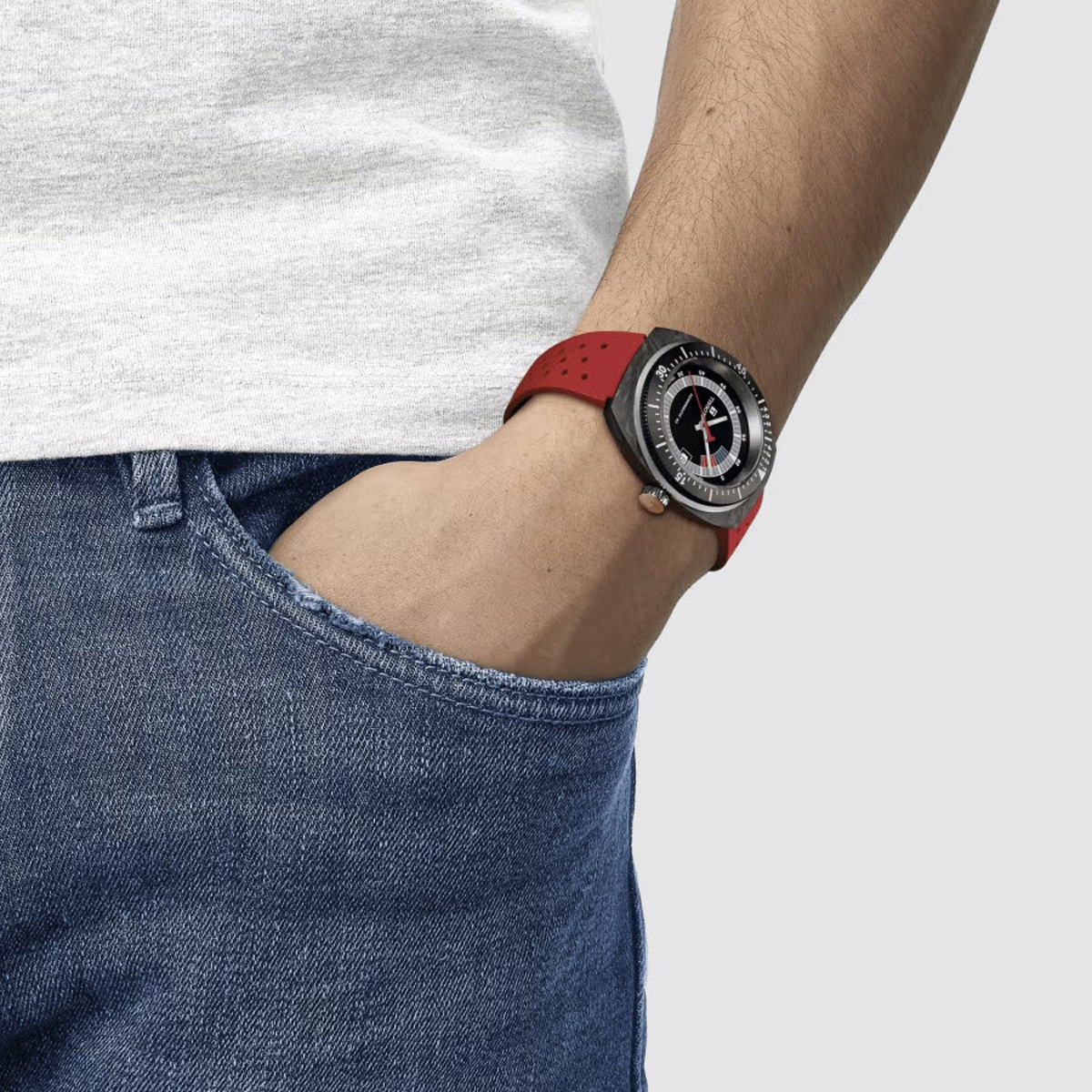 Tissot Sideral S 41mm Men's Watch, Black and Red Dial