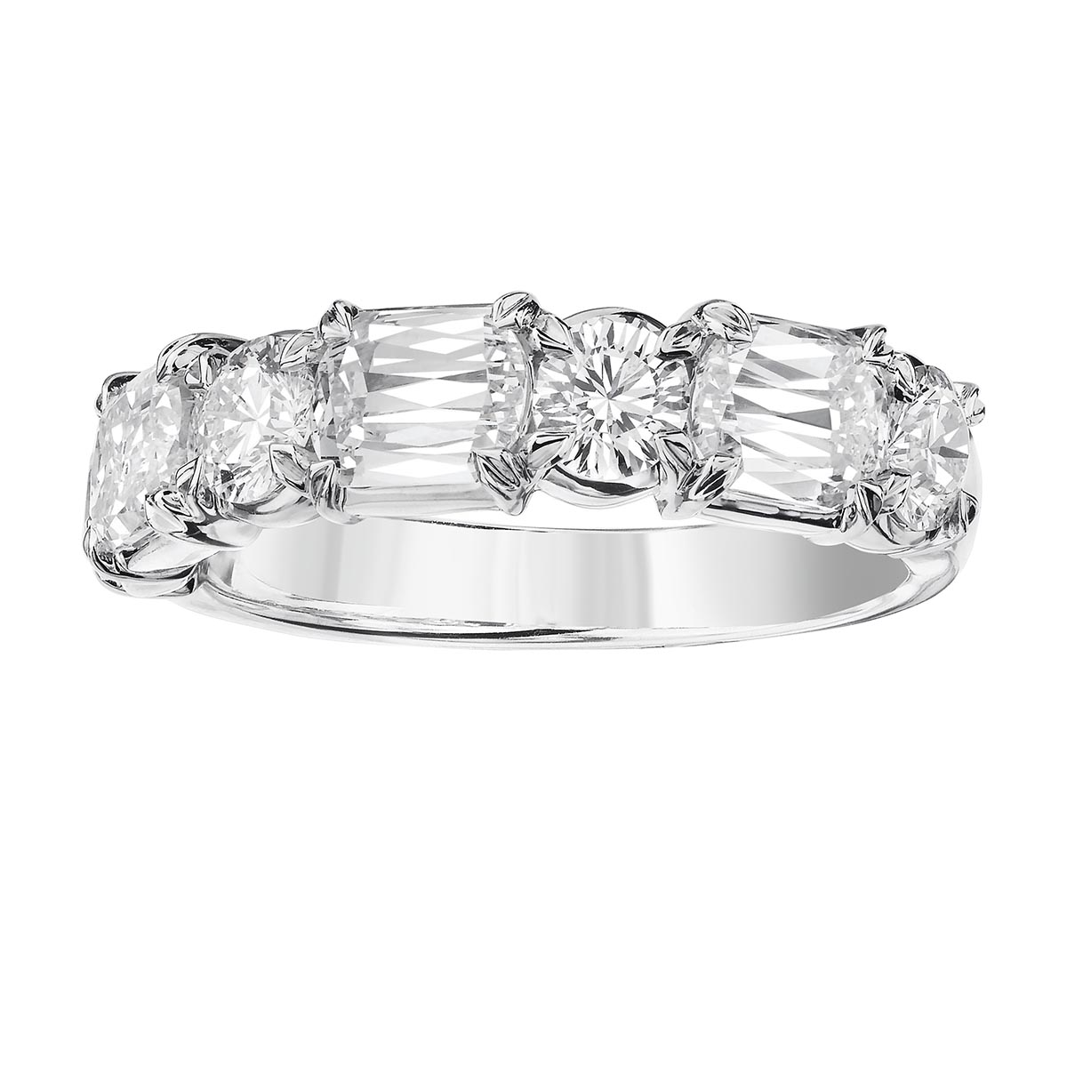 Christopher Designs L'Amour Crisscut Classic & Round Diamond Wedding Band in White Gold