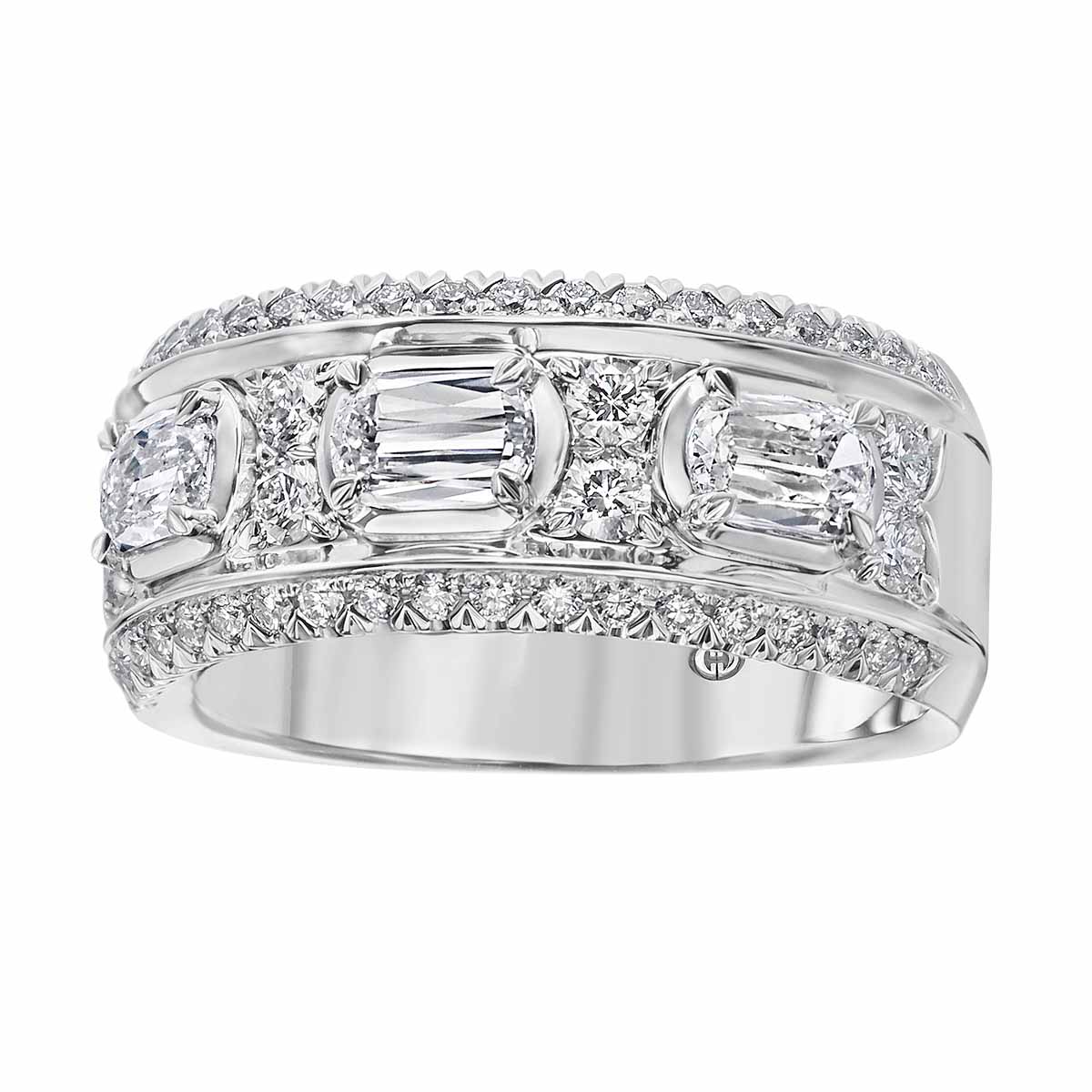 Christopher Designs L'Amour Crisscut Classic & Round Diamond Cluster Wedding Band in White Gold