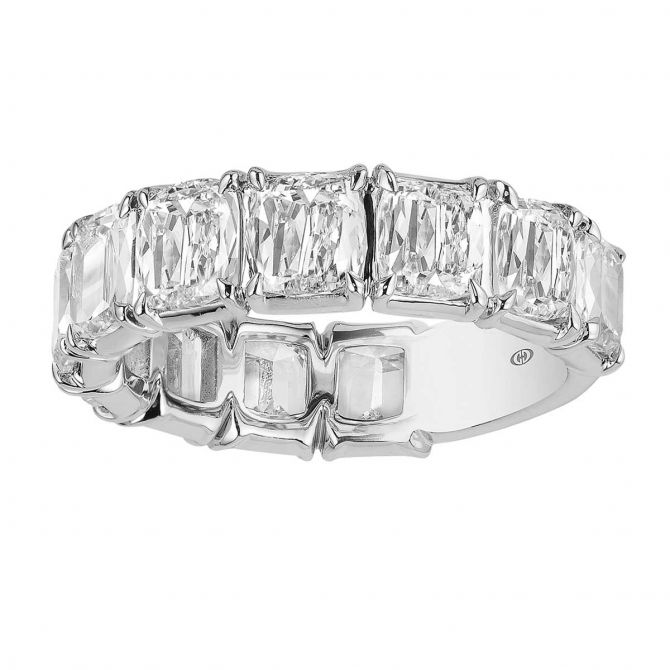Christopher Designs L'Amour Crisscut Cushion Diamond Wedding Band in Platinum