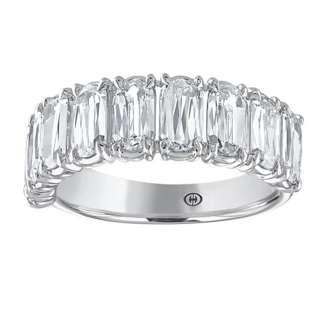 Christopher Designs L'Amour Crisscut Diamond 9 Stone Wedding Band in White Gold