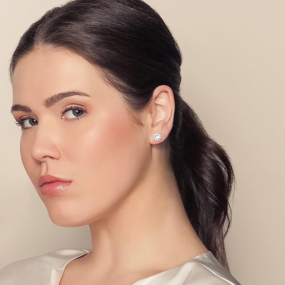 Aquamarine & Diamond Earrings in White Gold