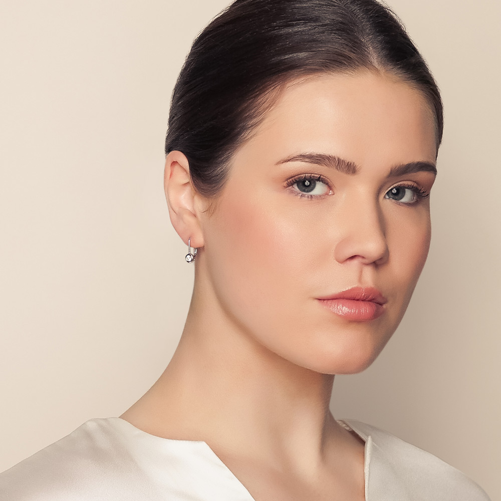 Roberto Coin Diamond Bezel Set Drop Earrings in White Gold