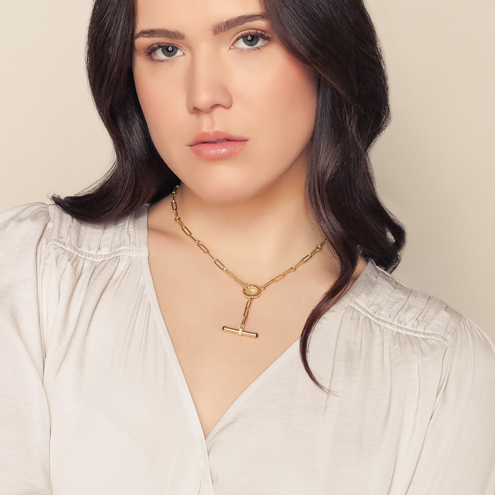Roberto Coin Oro Classic Yellow Gold Paperclip Lariat Toggle Necklace, 17