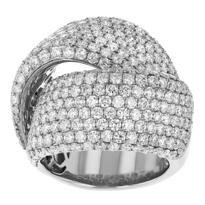 Diamond Pav Double Crossover Ring in White Gold Borsheims