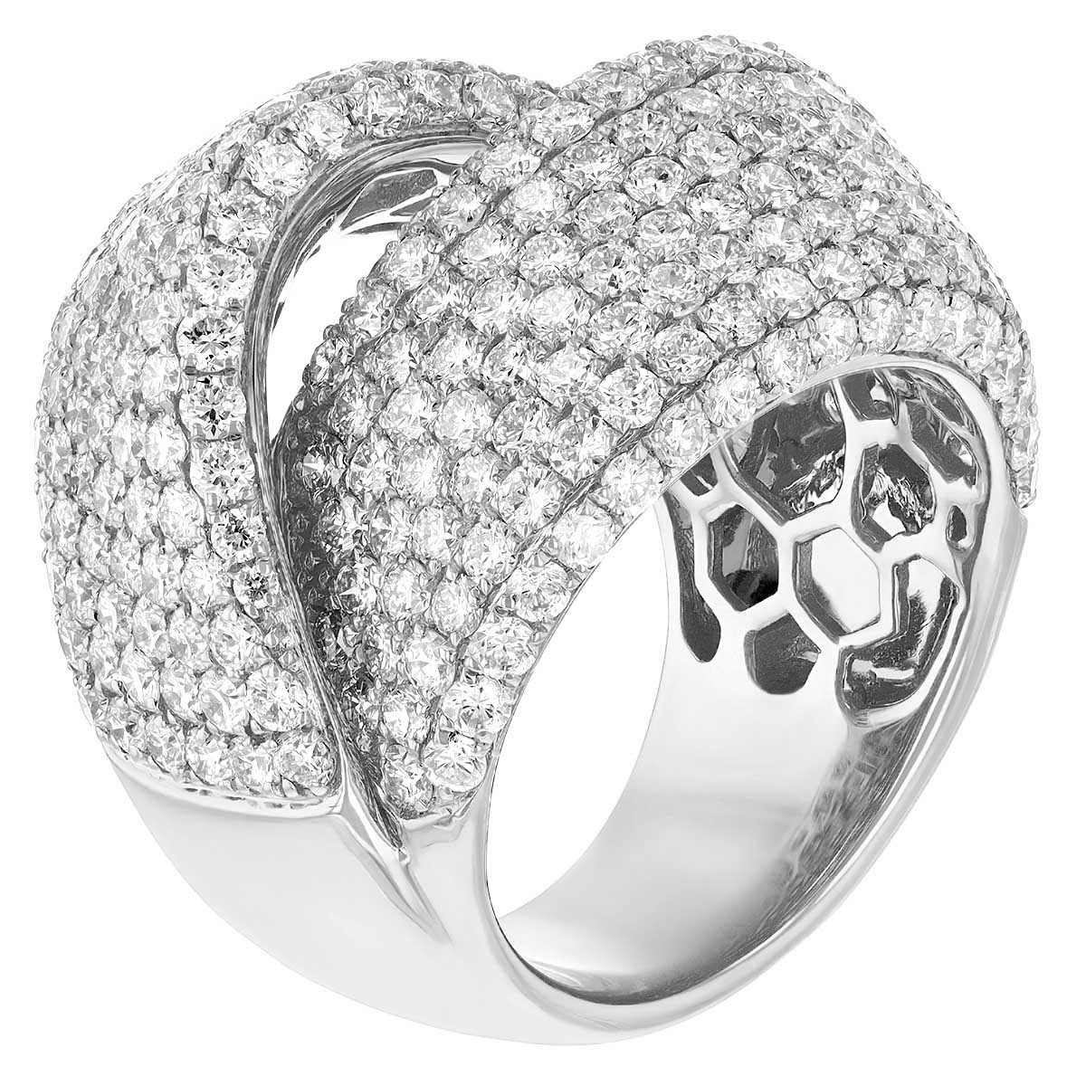 Diamond Pavé Double Crossover Ring in White Gold