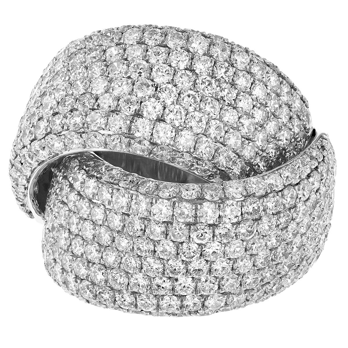 Diamond Pavé Double Crossover Ring in White Gold
