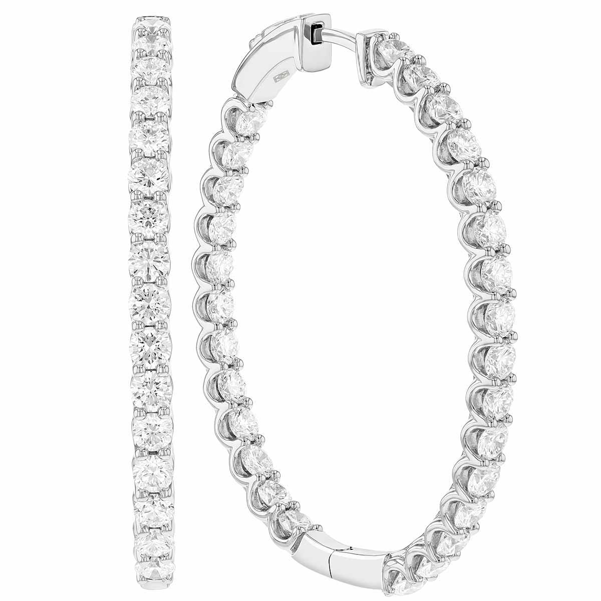 Borsheims Signature Collection Lab-Grown Diamond In & Out Hoop Earrings in White Gold, 5.00 cttw