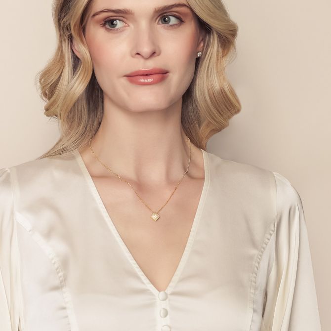 Roberto Coin Palazzo Ducale Diamond Square Pendant in Yellow Gold