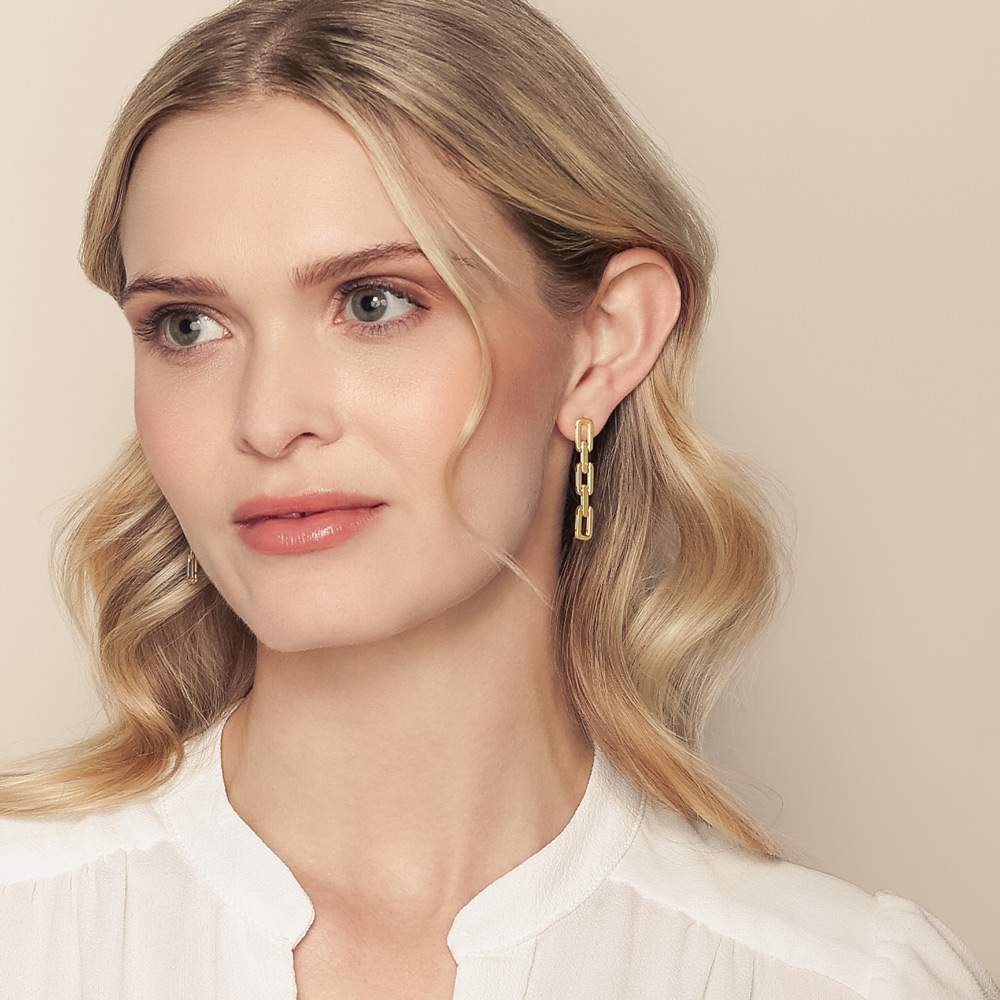 Roberto Coin Navarra Yellow Gold Link Dangle Earrings