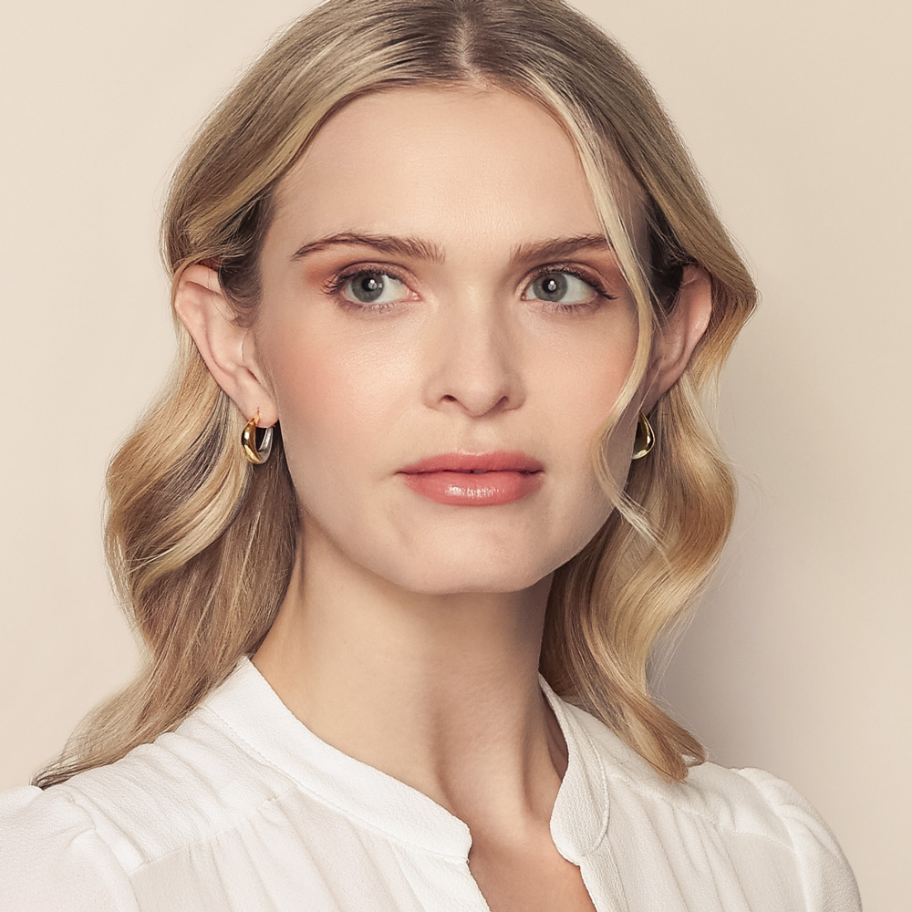 Yellow & White Gold Two Tone Soft Triangle Hoop Earrings