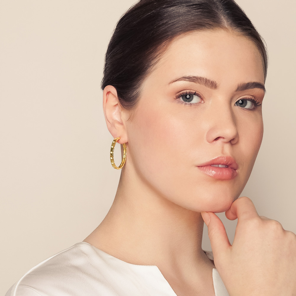 Roberto Coin Symphony Pois Moi Yellow Gold Hoop Earrings