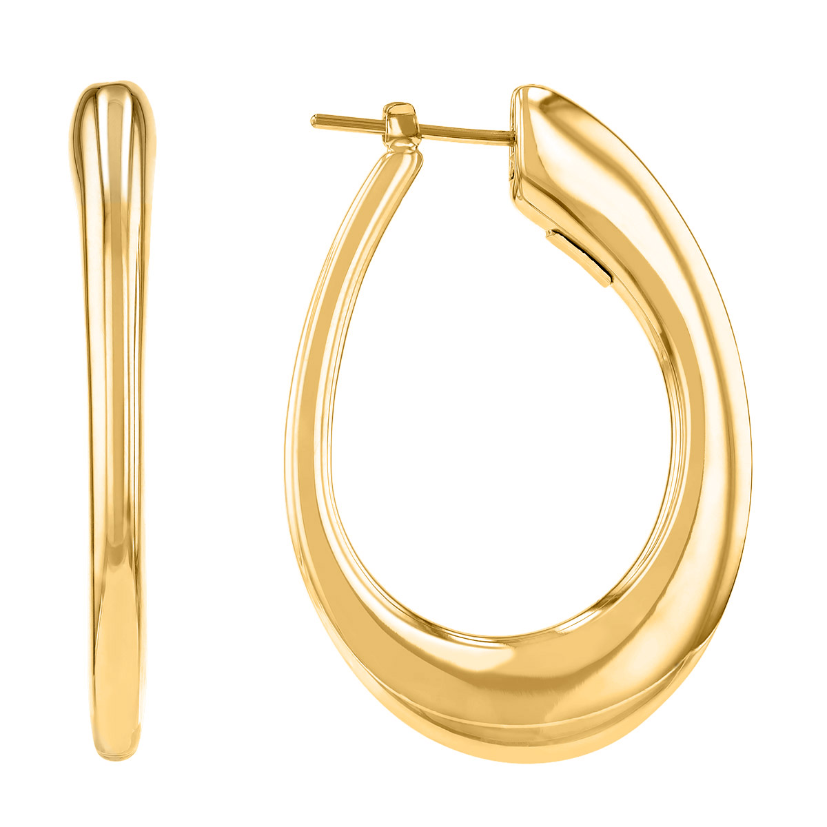 Roberto Coin Oro Classic 18K Gold Tapered Oval Hoop Earrings