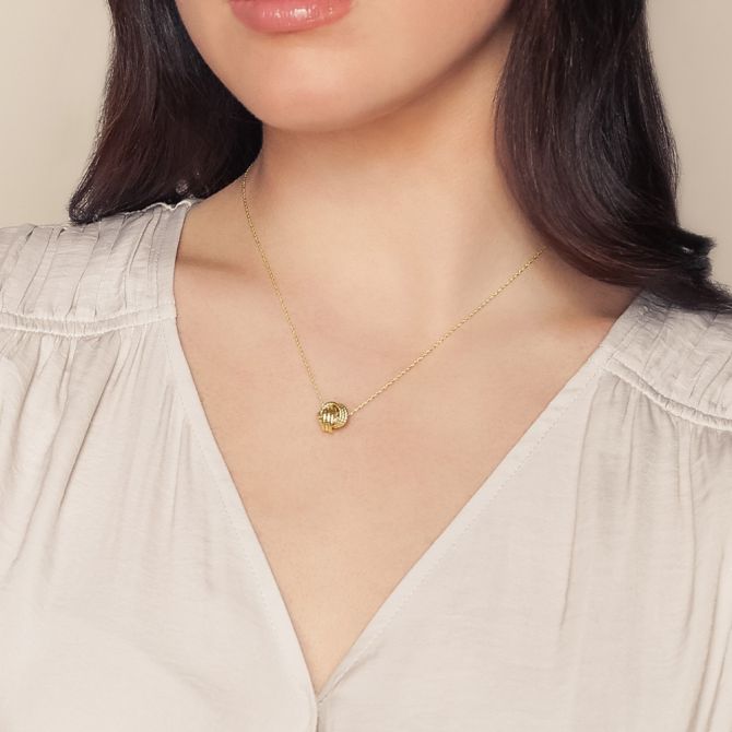 Yellow Gold Twist Textured Love Knot Pendant, 18