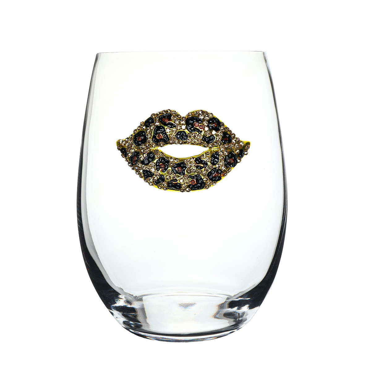 The Queens' Jewels Leopard Lips Stemless Wine Glass