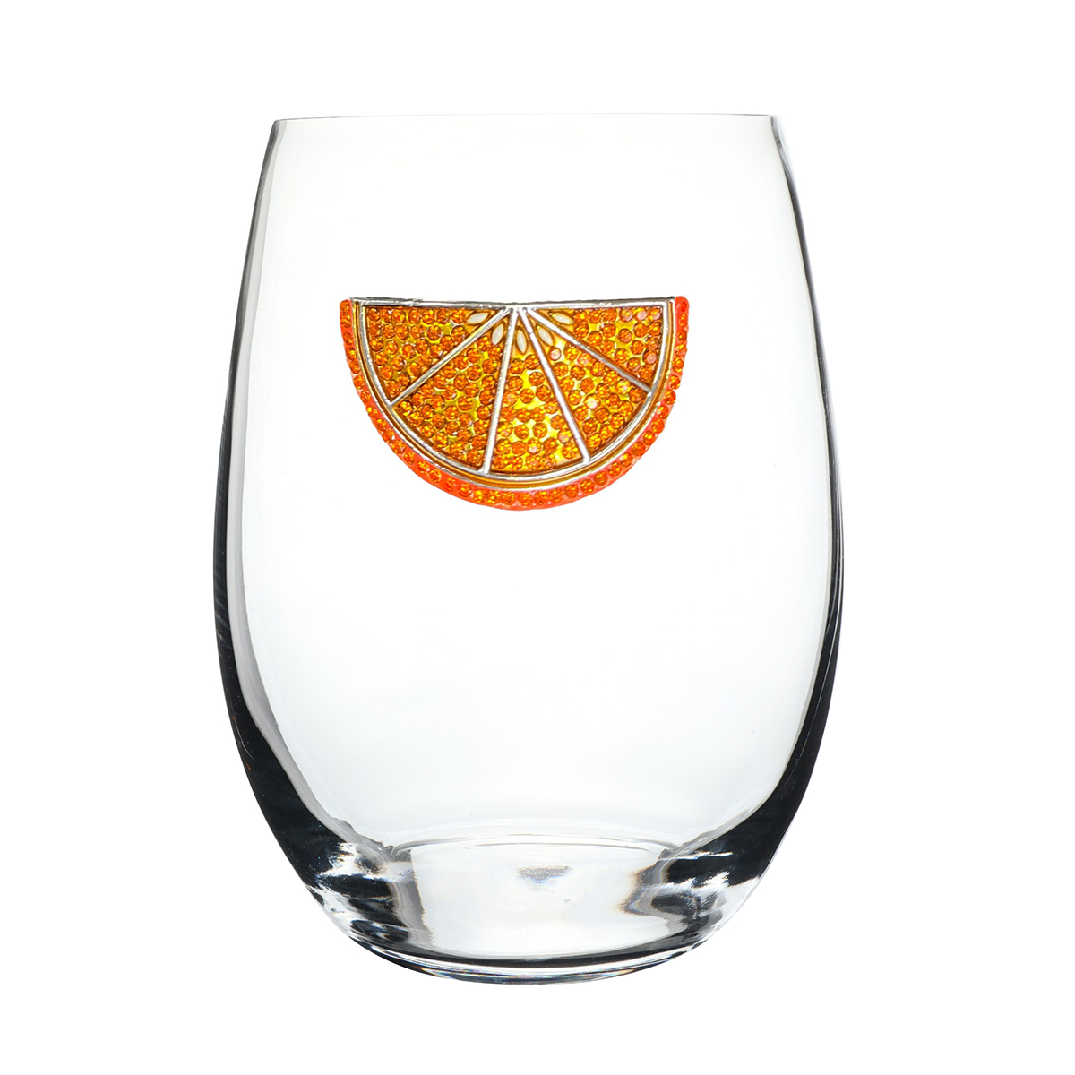 The Queens' Jewels Orange Slice Stemless Wine Glass