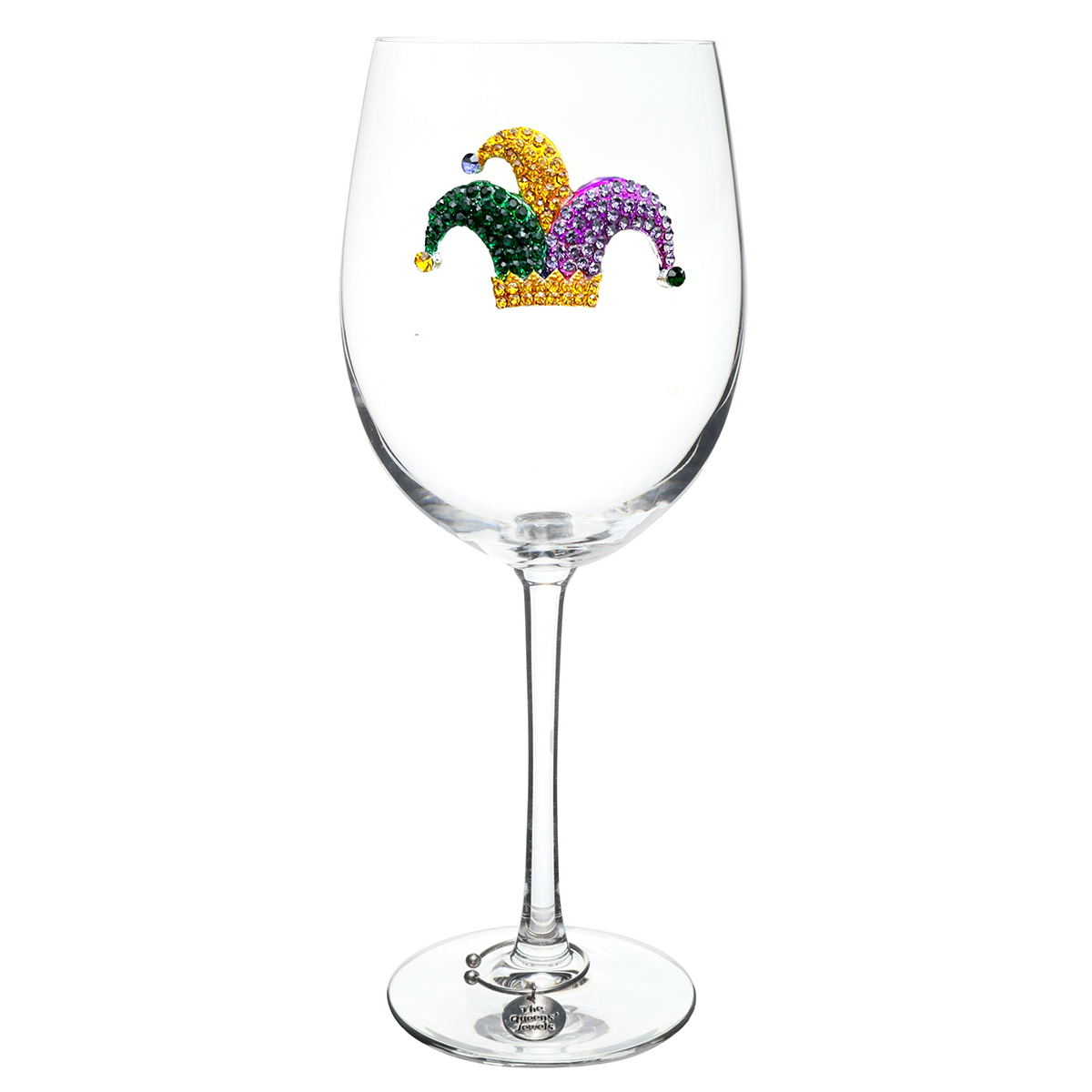 The Queens' Jewels Mardi Gras Jester Hat Stemmed Wine Glass