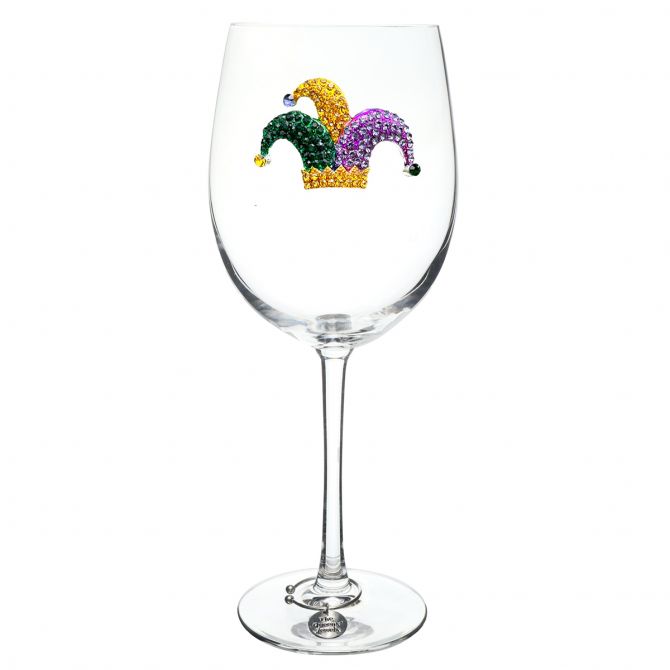 The Queens' Jewels Mardi Gras Jester Hat Stemmed Wine Glass