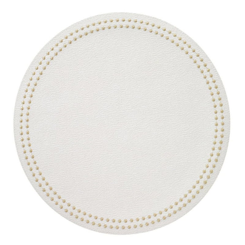 White and Yellow Gold Faux Pearl Round Placemat