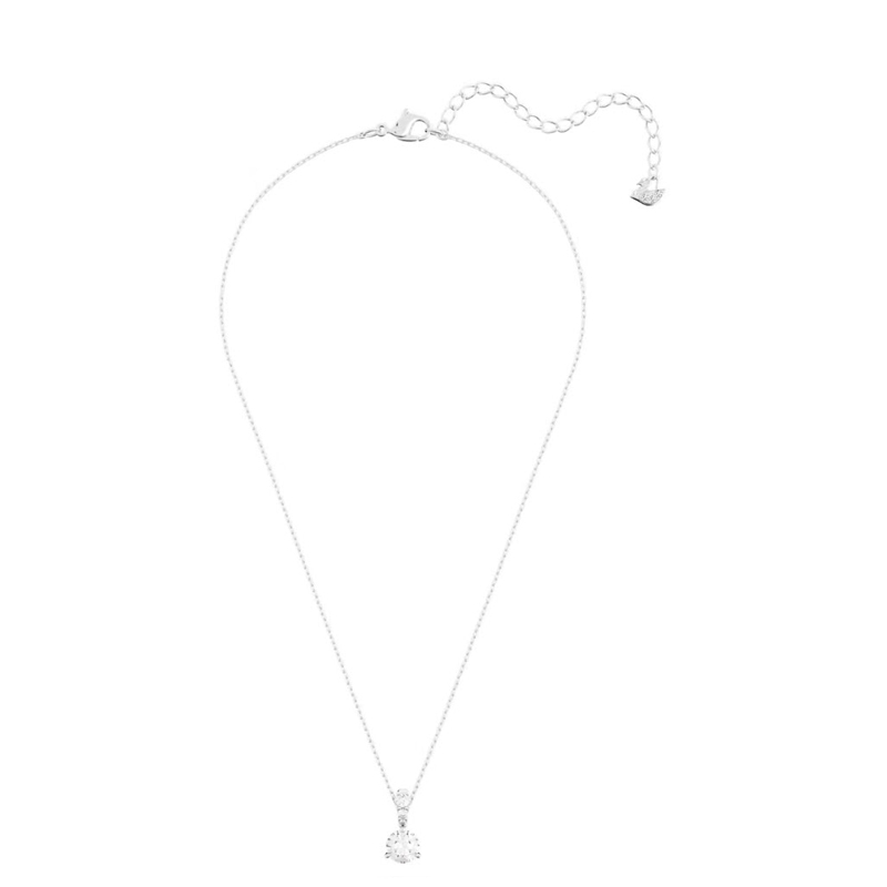 Swarovski Solitaire Pendant, White in Silver Tone