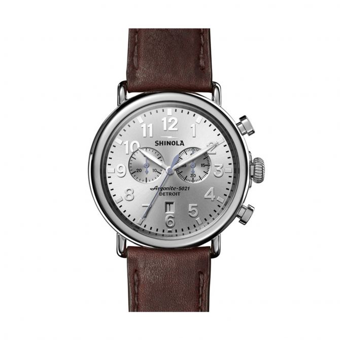 Shinola Runwell Chrono 47mm, Silver Dial