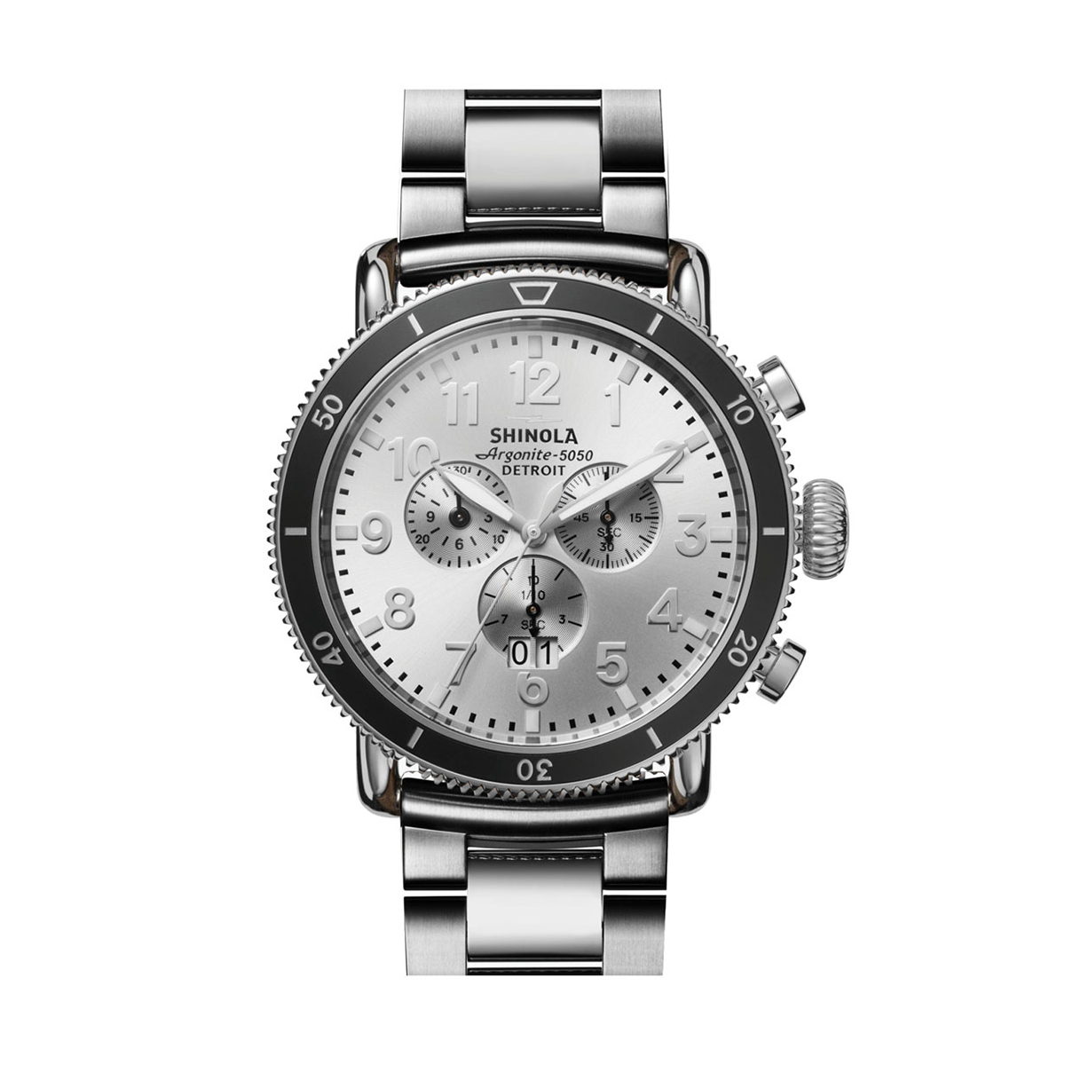 Shinola Runwell Sport Chronograph 48mm Watch, Slate Silver Dial