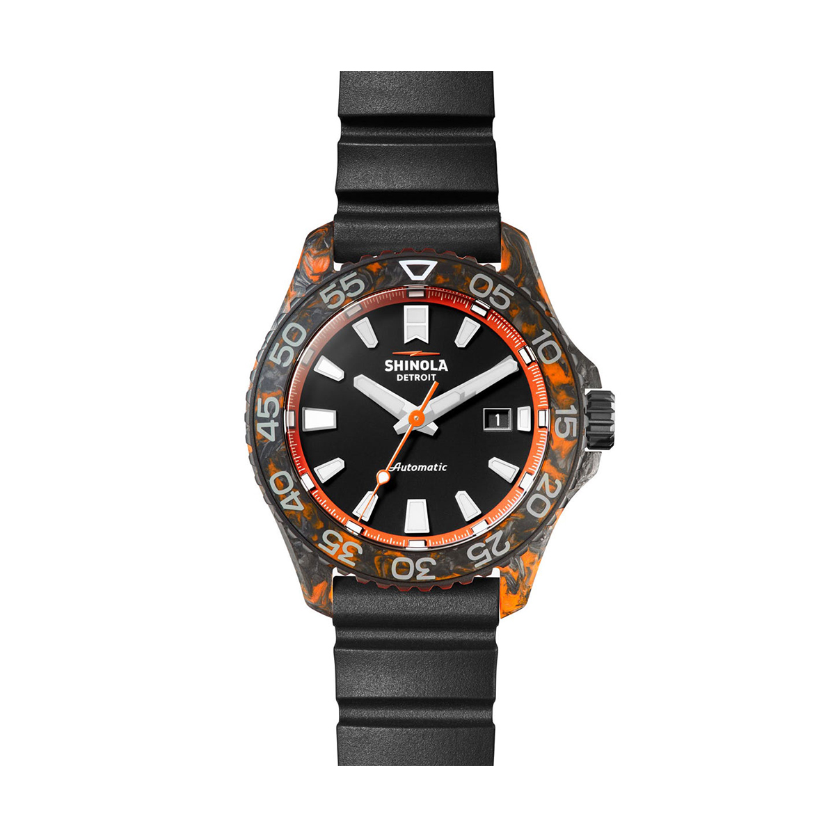 Shinola Forged Carbon Monster Automatic 45mm Watch, Black Dial