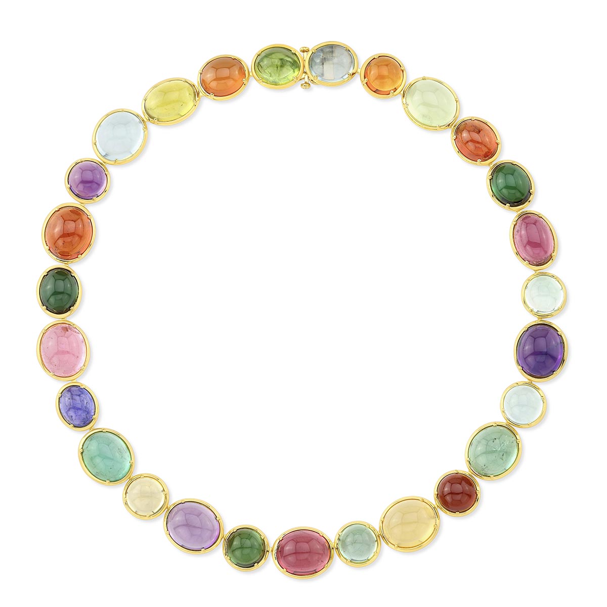 Rahaminov Multiple Gemstone Cabochon Collar Necklace in Yellow Gold, 15.5