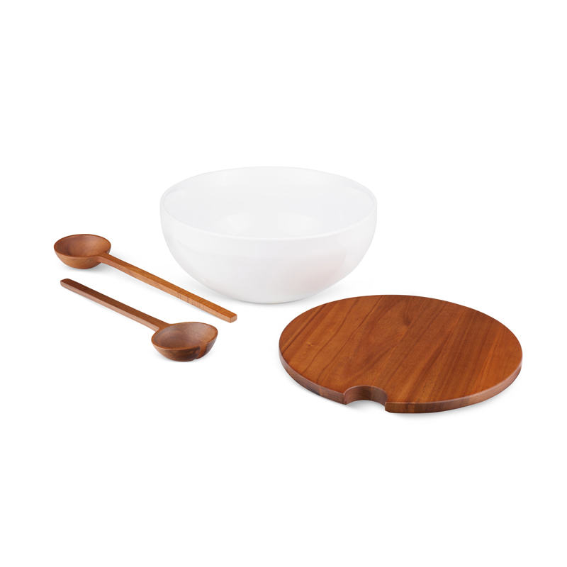 Nambe Duets Salad Bowl with Lid and Servers