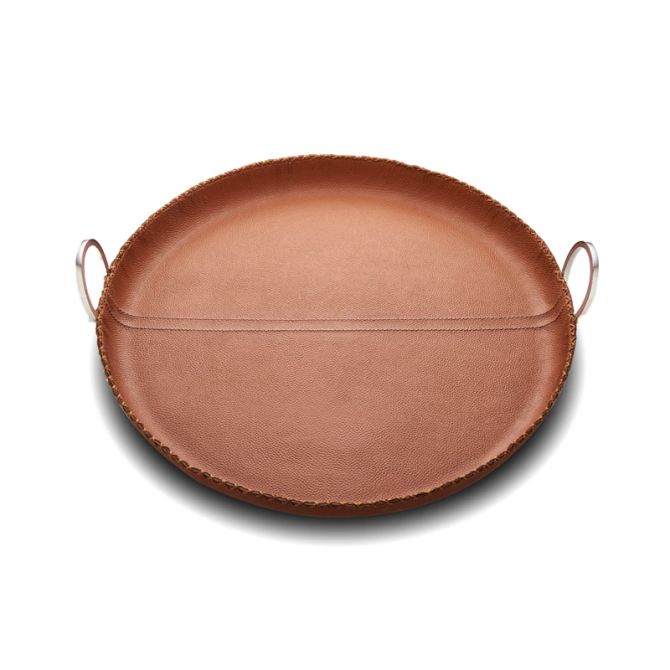 Mary Jurek Durango Brown Leather Round Tray